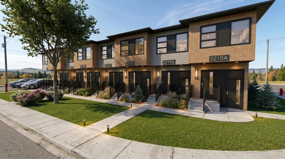 Completed multifamily townhome exterior